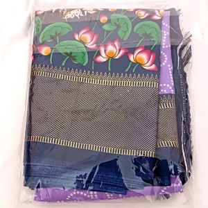 New Beautiful Dola Silk Saree With Atached Blouse Piece