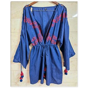 Linen Cotton Embroidered Shrug