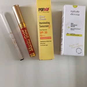 1 Serum, 1Illuminating Sunscreen, 1Sindoor, 1Kajal