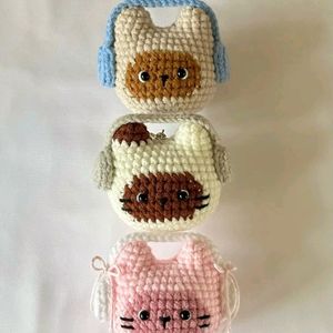 Cute Crochet Headphone Kitty Keychain