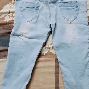 Light Blue rugged Half Jeans