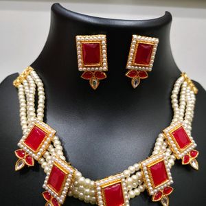 Beautiful Red🔴 And White⚪ Combination In Necklace