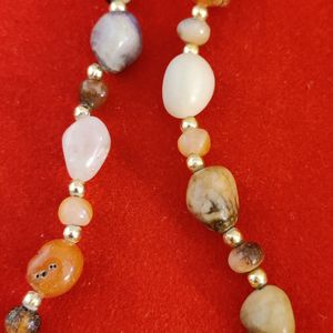 2 Long Necklace River Stones And Shells