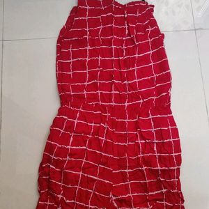 Red Jumpsuit With Adjustable Strings