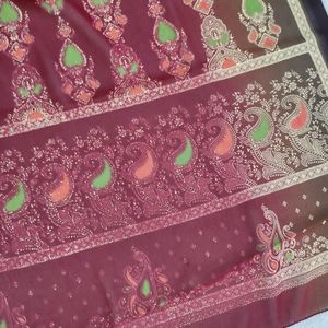 Chiffon Maroon Saree