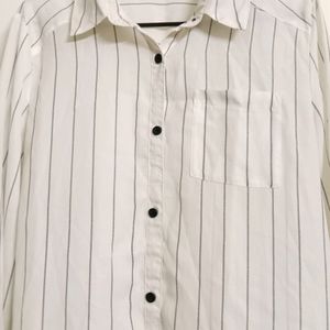 Women Striped White Shirt