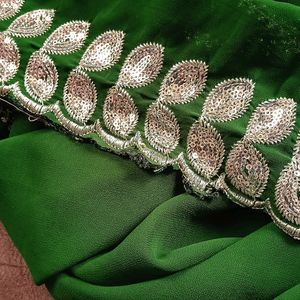 Georgett Saree With Silver Border