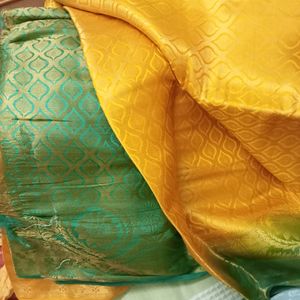 🌟🌟Yellow And Sea Green Saree