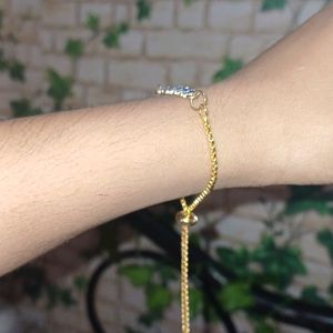 Golden And Blue Butterfly Bracelett Or Rakhi