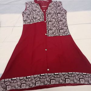 Maroon With Black Patches Kurta