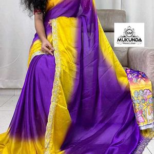 Purple With Yellow Color Rangoli Saree