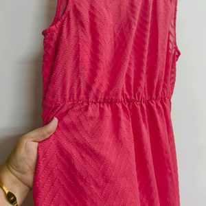 109°F Fuchsia Self Textured Dress