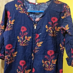 Navy Blue Kurti Print Flowers