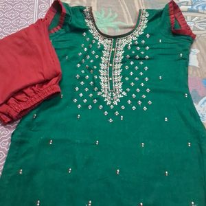 Punjabi  Suit Full Khdai Jri Work 1 Time Use New