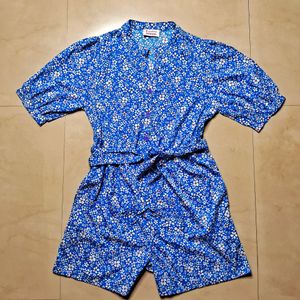 Oxolloxo Floral Playsuit With Waist Tie up