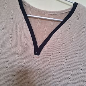 Korean V Neck Beige Sweater