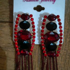 Black Red Earrings