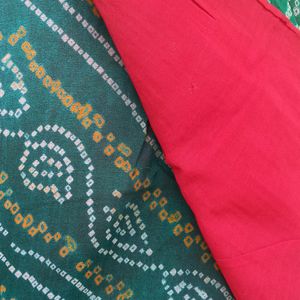 Green And red Saree With Border