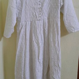 White Chikankari Dress Cum Kurta.