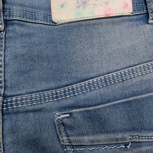 Light Blue Denim Jeans with Stone Work (Size - 30)