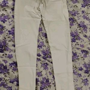 White Embroidery Trousers