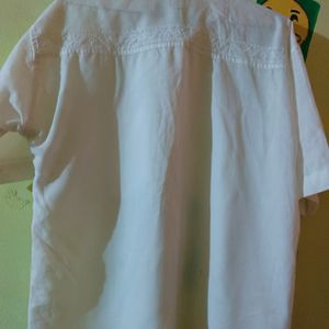 Men White Embroidered Tshirt