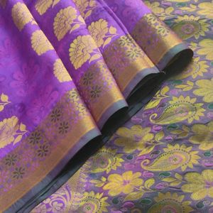 Violet And Green Silk Saree