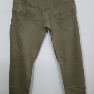 Khaki Colour High Waist Jeans For Women