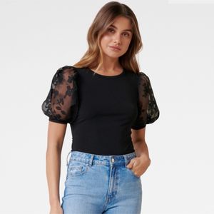 Forever New Roza Floral Orgaza PuffSleeve Top