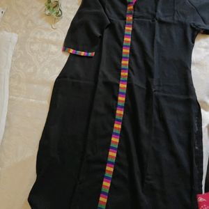 Black Kurta With Beautiful Multicolour Line