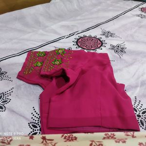 Beautiful  Dark Magenta Colour Hand Work Blouse