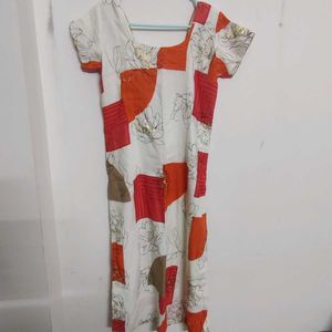 White And Orange Kurta - Size S