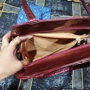 Maroon Party Material Hand Bag