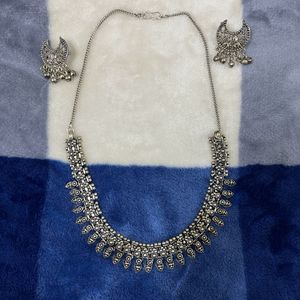 Silver choker set with earrings 🩶 for traditional