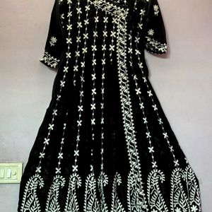 Black Georgette Chikankari Anarkali Kurta