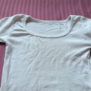 basic white crop top with square neck