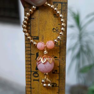 Designer Golden And Coral Beaded Earrings