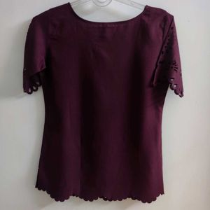 Burgundy/Wine Colour Laser Cut Top