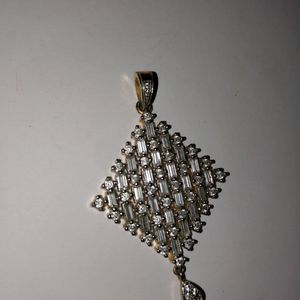 Rhinestone Pendant And Bracelet Combo