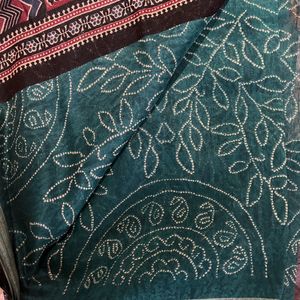 Bandhani Saree With Stitched Blouse( Bust 34-35)