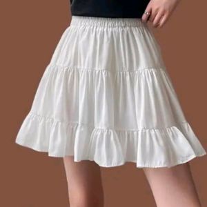 cottage core white mini tiered skirt