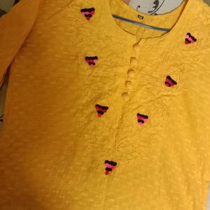 Yellow Embroidery Kurti