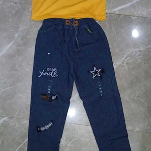 Yellow Pikachu Top And Graphic Denim Joggers