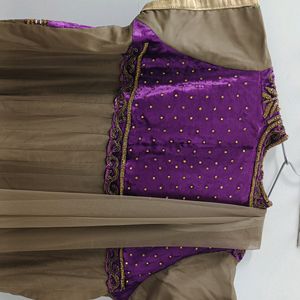 Heavy Beautiful Brown Purple Golden Studs Anarkali