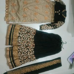 Heavy Kurti💛 And Palazzo🖤 With Dupatta Suit Set