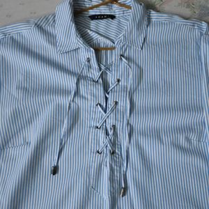 Stylish Shirt White With Blue Strap