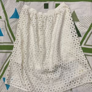 Floral Net Off white Skirt