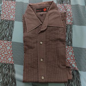 Dark Brown Printed Shirt - Regular Fit