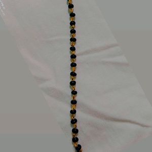 Black Beed With Gold Plated Chain