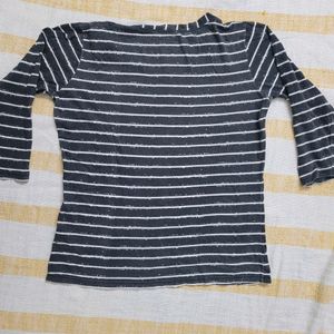 Grey And White Striped T Shirt